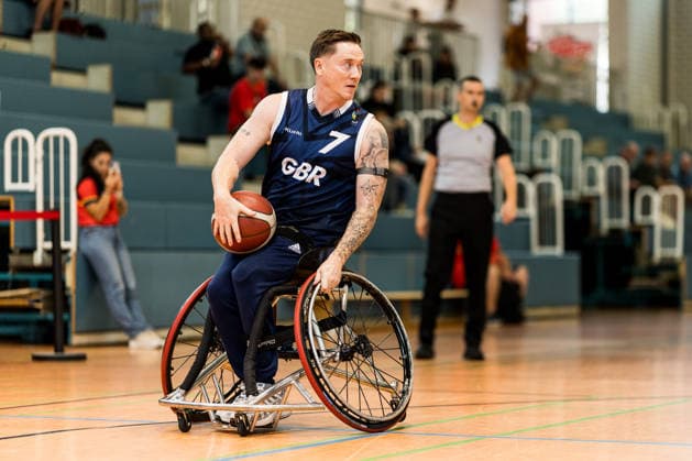 COLOGNE, GERMANY - AUGUST 20: Terry Bywater (Great Britain, 7) controls the ball during a mens Nations Cup Cologne match between Canada vs. Great Britain at Sporthalle am Bergischen Ring on August 20, 2026 in Cologne, Germany. North Rhine Westphalia Germany Copyright: xSteffiexWunderlx
