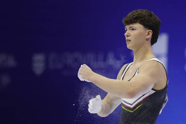 Radomyr Stelmakh, GER, during seniors qualification at 2026 Europeans in Zagreb; 19 08 2026; *** Radomyr Stelmakh, GER, during the senior qualifying round at the 2026 European Championships in Zagreb on August 19, 2026 