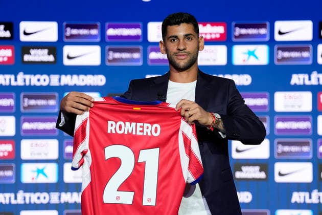 Atletico de Madrid s new player Cristian Cuti Romero during his official presentation. August 20, 2026. (2026082039)