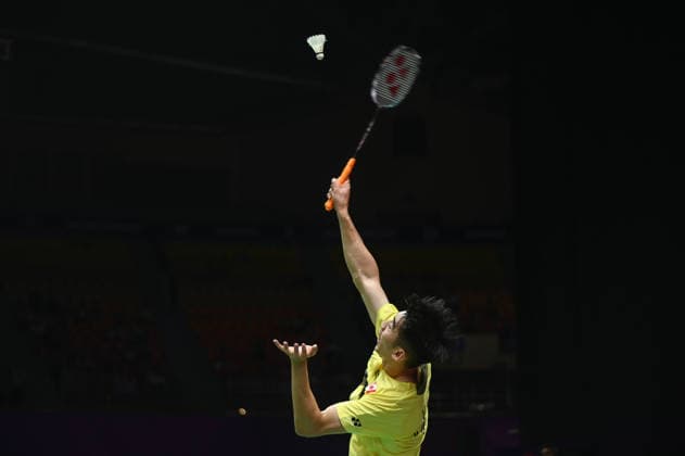 NEW DELHI, INDIA - AUGUST 20: Canada™s Victor Lai competes against Singapore™s Loh Kean Yew during their men™s singles pre-quarterfinal match at the BWF World Championships 2026 at the Indira Gandhi Indoor Stadium on August 20, 2026, in New Delhi, India. (Photo by Sanchit Khanna Hindustan Times) BWF World Championships 2026