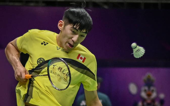 NEW DELHI, INDIA - AUGUST 20: Canada™s Victor Lai competes against Singapore™s Loh Kean Yew during their men™s singles pre-quarterfinal match at the BWF World Championships 2026 at the Indira Gandhi Indoor Stadium on August 20, 2026, in New Delhi, India. (Photo by Sanchit Khanna Hindustan Times) BWF World Championships 2026