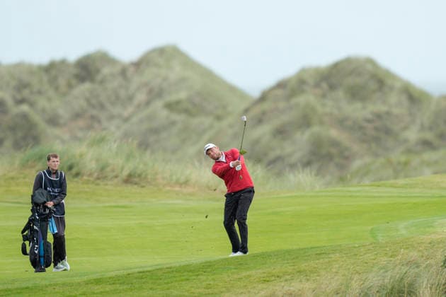 BALMEDIE, SCOTLAND - AUG 20: Simon Zach (CZE) plays from the twelfth fairway during Round 1 at the 2026 Nexo Championship at the Trump International Golf Links, Balmedie on August 20, 2026 in Aberdeenshire, Scotland The 2026 Nexo Championship