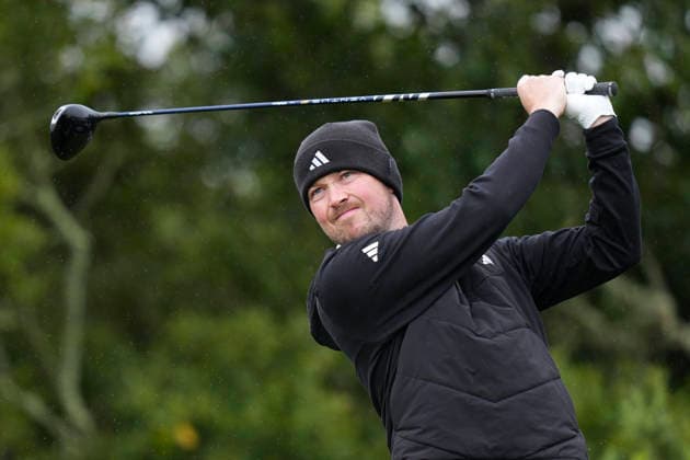 BALMEDIE, SCOTLAND - AUG 20: Richard Mansell (ENG) plays from the tenth tee during Round 1 at the 2026 Nexo Championship at the Trump International Golf Links, Balmedie on August 20, 2026 in Aberdeenshire, Scotland The 2026 Nexo Championship