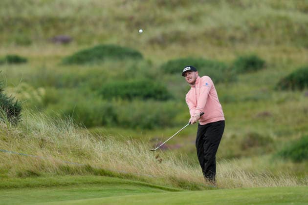 BALMEDIE, SCOTLAND - AUG 20: Daniel Young (SCO) chips to the 13th green during Round 1 at the 2026 Nexo Championship at the Trump International Golf Links, Balmedie on August 20, 2026 in Aberdeenshire, Scotland The 2026 Nexo Championship