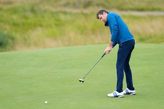 BALMEDIE, SCOTLAND - AUG 20: Barclay Brown (ENG) putts on the thirteenth green during Round 1 at the 2026 Nexo Championship at the Trump International Golf Links, Balmedie on August 20, 2026 in Aberdeenshire, Scotland The 2026 Nexo Championship