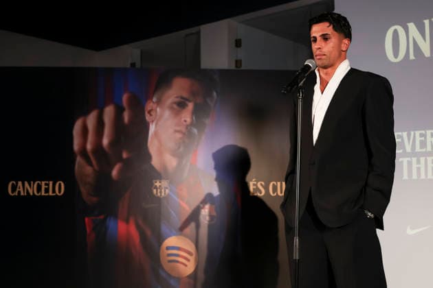August 20, 2026, Barcelona, Barcelona, SPAIN: Joao Cancelo at his presentation after signing his new contract as a new FC Barcelona, Barca player at the Commercial Office on 20 August 2026 in Barcelona, Spain. Barcelona SPAIN - ZUMAa181 20260820_zaa_a181_050 Copyright: xJavierxBorregox