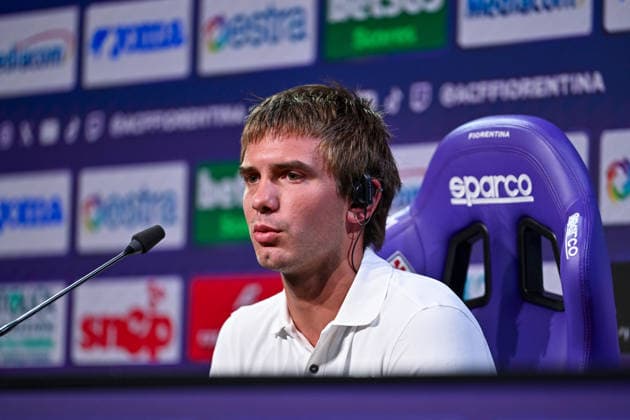 Foto IPP Lisa Guglielmi Firenze 19-08-2026 Calcio Fiorentina 2026 2027 presentazione del nuovo calciatore Franco Mastantuono nella foto Franco Mastantuono (Fiorentina) italy photo press world copyright italy ITALY  Copyright: xR4924_italyphotopressx