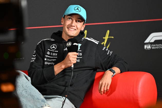 August 20, 2026, Zandvoort, North Holland, Netherlands: GEORGE RUSSELL (GBR) of Mercedes-AMG 63 at the FIA press conference, PK, Pressekonferenz in the media center on Media Day of the Formula 1 Dutch Grand Prix. Zandvoort Netherlands - ZUMAb177 20260820_aap_b177_006 Copyright: xTaidghxBarronx