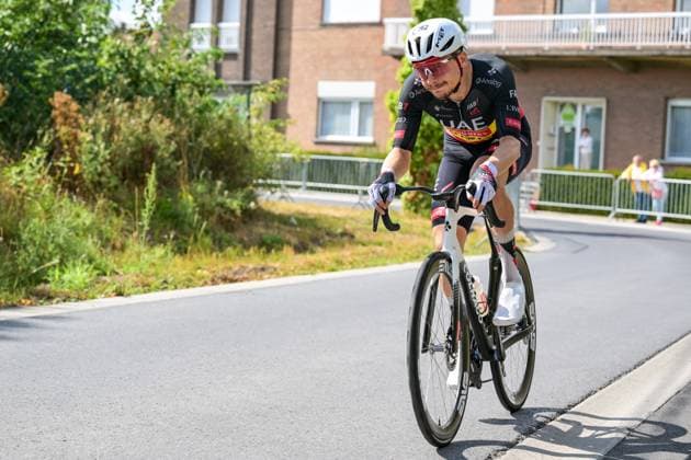 Belgian Rune Herregodts of UAE Team Emirates-XRG pictured in action during stage two of the Renewi Tour multi-stage cycling race, from Blankenberge to Ardooie (191,3 km) on Thursday 20 August 2026. The five-day race takes place from 19 to 23 08. DAVIDxPINTENS  x183835457x