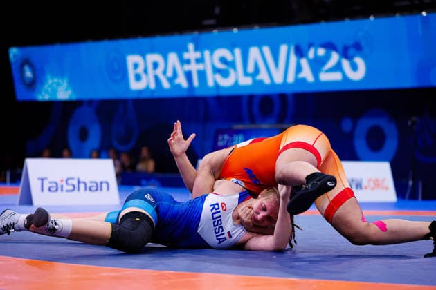 U20 World Championships 68kg WW - Mansi Lather (IND) df. Evangeliia Berezhnova (RUS) *** U20 World Championships, 68 kg Open Weight: Mansi Lather (IND) defeated Evangeliia Berezhnova (RUS) Copyright: xKostadinxAndonovx