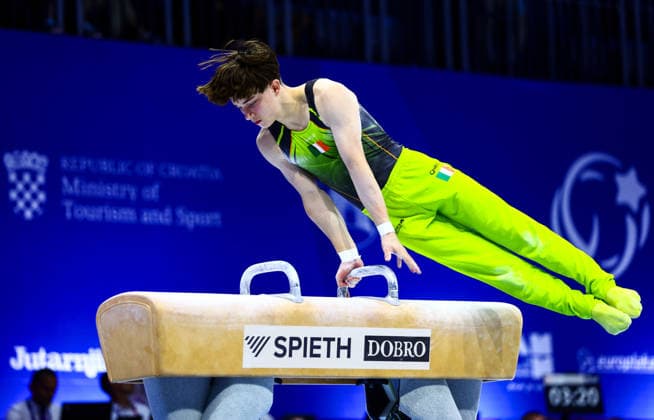 2026 Men s Artistic European Championships, Arena Zagreb, Zagreb, Croatia 20 8 2026 Men™s Pommel Horse Ireland™s Finlay Hazelton Finlay Hazelton 20 8 2026  Copyright: xNikolaxKrsticx 0NIK0314