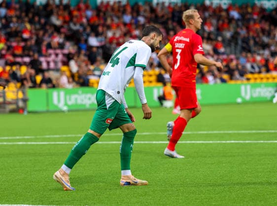 Fussball: Dänemark: UEFA Conference League Playoff Hinspiel 2026 2027 - 20.08.2026 - FC Nordsjaelland vs. FC St. Gallen 1879 - Right to Dream Park (Farum, Dänemark); Mihailo Stevanovic (FC St. Gallen 1879, 64) nach seiner vergebenen Chance Farum Right to Dream Park Region Hovedstaden Dänemark *** Soccer Denmark UEFA Conference League Playoff First Leg 2026 2027 August 20, 2026 FC Nordsjaelland vs. FC St. Gallen 1879 Right to Dream Park, Farum, Denmark Mihailo Stevanovic, FC St. Gallen 1879, 64, after his missed chance Farum Right to Dream Park, Capital Region, Denmark Copyright: xAmiirxAmedjouax