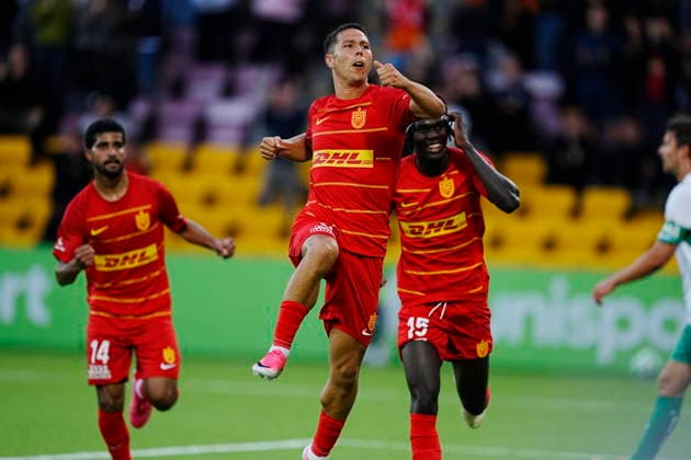 Denmark Conference League: FC Nordsjaelland - FC St. Gallen FC Nordsjaellands Nicklas Roejkjaer celebrates scoring a goal during the Conference League qualification match between FC Nordsjaelland and FC St. Gallen in Farum on Thursday, August 20, 2026. (Photo: Sebastian Elias Uth Scanpix 2026) , Farum Denmark *** Denmark Conference League FC Nordsjaelland FC St. Gallen FC Nordsjaelland s Nicklas Roejkjaer celebrates scoring a goal during the Conference League qualifying match between FC Nordsjaelland and FC St. Gallen in Farum on Thursday, August 20, 2026. Photo by Sebastian Elias Uth, Scanpix 2026, Farum, Denmark  Copyright: SebastianxEliasxUthx spdk20260820-191357-L