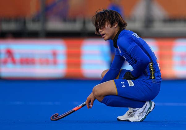 Hockey World Cup Day Six Yamato Kawahara of Japan sinks to the floor after defeat to Netherlands in the 2026 FIH Hockey World Cup at Wagener Stadium, Amstelveen 20 08 2026 UK Newspapers OUT Copyright: xGraemexWilcocksonx FIL-23805-0047