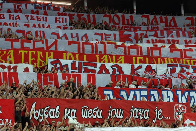 Crvena Zvezda v Viktoria Plzen, UEFA Europa League, play-offs, 1st leg Season 2026 2027 Belgrade, Serbia. 20th August, 2026. Crvena Zvezda s supporters Delije during the UEFA Europa League play-offs, 1st leg football match between Crvena Zvezda (Red Star) and Viktoria Plzen at the Rajko Mitic Stadium on August 20, 2026 in Belgrade, Serbia. Belgrade Serbia Copyright: xPedjaxMilosavljevicx x