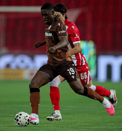 Crvena Zvezda v Viktoria Plzen, UEFA Europa League, play-offs, 1st leg Season 2026 2027 Belgrade, Serbia. 20th August, 2026. Viktoria s Cheick Souare during the UEFA Europa League play-offs, 1st leg football match between Crvena Zvezda (Red Star) and Viktoria Plzen at the Rajko Mitic Stadium on August 20, 2026 in Belgrade, Serbia. Belgrade Serbia Copyright: xPedjaxMilosavljevicx x