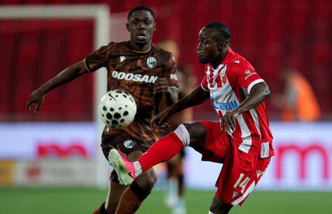 Crvena Zvezda v Viktoria Plzen, UEFA Europa League, play-offs, 1st leg Season 2026 2027 Belgrade, Serbia. 20th August, 2026. Osman Bukari during the UEFA Europa League play-offs, 1st leg football match between Crvena Zvezda (Red Star) and Viktoria Plzen at the Rajko Mitic Stadium on August 20, 2026 in Belgrade, Serbia. Belgrade Serbia Copyright: xPedjaxMilosavljevicx x