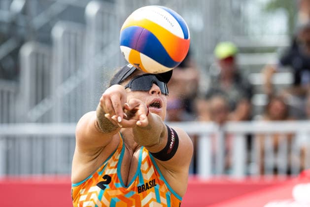 August 20, 2026, Montreal, Quebec, Canada: CAROLINA SOLBERG SALGADO and REBECCA CAVALCANTE BARBOSA SILVA from Brazil in match against Hailey Harward and Kylie Kuyava-De Berg from USA at Beach Pro Tour at Parc Jean-Drapeau in Montreal, Quebec, Canada on 2026-08-20 Montreal Canada - ZUMAl189 20260820_zsp_l189_063 Copyright: xYannickxLegarex