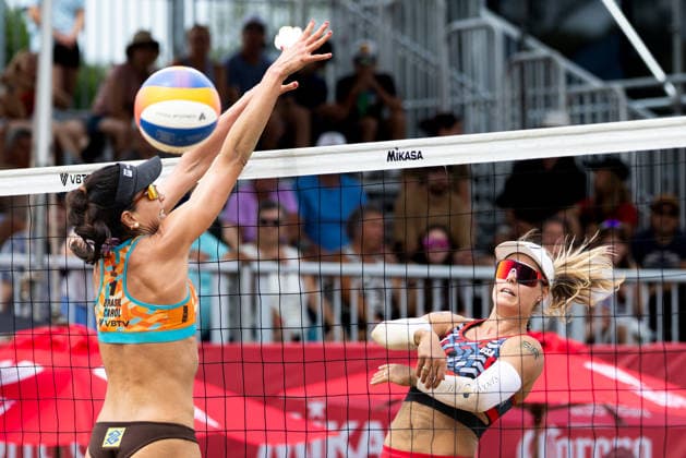 August 20, 2026, Montreal, Quebec, Canada: HAILEY HARWARD and KYLIE KUYAVA-DE BERG from USA in match against Carolina Solberg Salgado and Rebecca Cavalcante Barbosa Silva from Brazil at Beach Pro Tour at Parc Jean-Drapeau in Montreal, Quebec, Canada on 2026-08-20 Montreal Canada - ZUMAl189 20260820_zsp_l189_067 Copyright: xYannickxLegarex