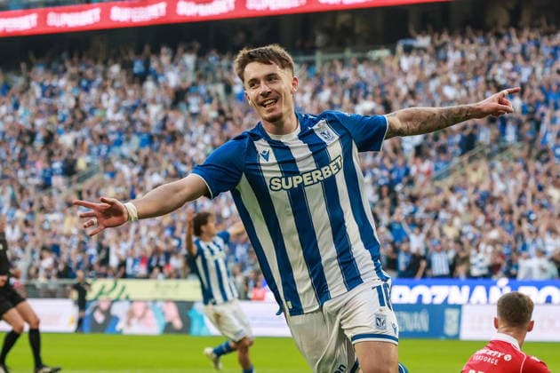 20.08.2026 POZNAN, ENEA STADION PRZY BULGARSKIEJ PILKA NOZNA (FOOTBALL), KWALIFIKACJE UEFA EUROPA LEAGUE ( UEFA EUROPA LEAGUE PLAY-OFFS 1ST LEG ), SEZON 2026 2027 MECZ LECH POZNAN - FC THUN NZ. PATRIK WALEMARK RADOSC BRAMKA GOL FOTO JAKUB PIASECKI CYFRASPORT NEWSPIX.PL --- newspix.pl POLAND OUT! 
