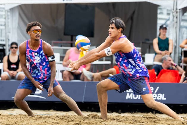 August 20, 2026, Montreal, Quebec, Canada: ELOUAN CHOUIKH-BARBEZ and JOADEL GARDOQUE from France in match against Andre Loyola Stein and Renato Andrew Lima de Carvalho from Brazil at Beach Pro Tour at Parc Jean-Drapeau in Montreal, Quebec, Canada on 2026-08-20 Montreal Canada - ZUMAl189 20260820_zsp_l189_090 Copyright: xYannickxLegarex