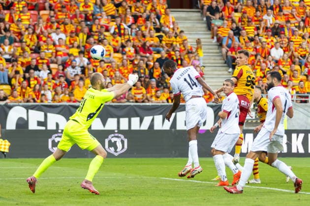 Bialystok 06.08.2026. Football UEFA Europa League match between Jagiellonia Bialystok and Iberia in Bialystok, Poland on August 20, 2026. --- UEFA Europa League mecz Jagiellonia Bialystok - Iberia w Bialymstoku, 20 sierpnia 2026. Persons Shown : Nik Prelec, Giorgi Makaridze Fot. Przemyslaw Rutkowski Arena Akcji NEWSPIX.PL --- newspix.pl POLAND OUT! 