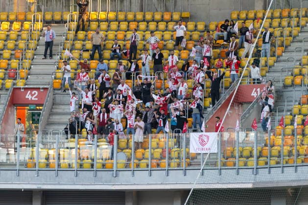 Bialystok 06.08.2026. Football UEFA Europa League match between Jagiellonia Bialystok and Iberia in Bialystok, Poland on August 20, 2026. --- UEFA Europa League mecz Jagiellonia Bialystok - Iberia w Bialymstoku, 20 sierpnia 2026. Persons Shown : Iberia Fans Fot. Przemyslaw Rutkowski Arena Akcji NEWSPIX.PL --- newspix.pl POLAND OUT! 