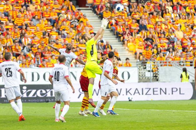 Bialystok 06.08.2026. Football UEFA Europa League match between Jagiellonia Bialystok and Iberia in Bialystok, Poland on August 20, 2026. --- UEFA Europa League mecz Jagiellonia Bialystok - Iberia w Bialymstoku, 20 sierpnia 2026. Persons Shown : Giorgi Makaridze Fot. Przemyslaw Rutkowski Arena Akcji NEWSPIX.PL --- newspix.pl POLAND OUT! 