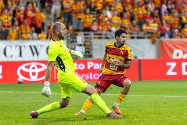 Bialystok 06.08.2026. Football UEFA Europa League match between Jagiellonia Bialystok and Iberia in Bialystok, Poland on August 20, 2026. --- UEFA Europa League mecz Jagiellonia Bialystok - Iberia w Bialymstoku, 20 sierpnia 2026. Persons Shown : Giorgi Makaridze Sergio Lozano Fot. Przemyslaw Rutkowski Arena Akcji NEWSPIX.PL --- newspix.pl POLAND OUT! 