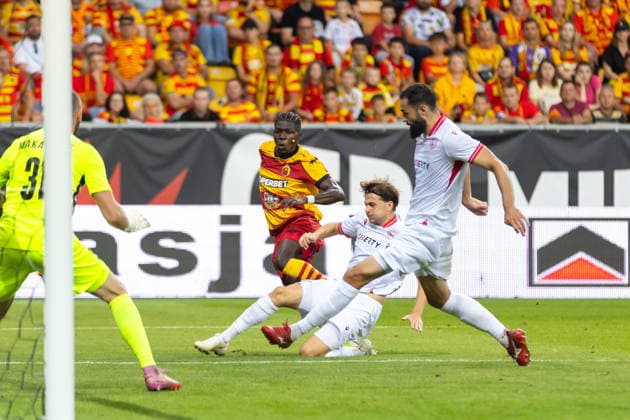 Bialystok 06.08.2026. Football UEFA Europa League match between Jagiellonia Bialystok and Iberia in Bialystok, Poland on August 20, 2026. --- UEFA Europa League mecz Jagiellonia Bialystok - Iberia w Bialymstoku, 20 sierpnia 2026. Persons Shown : Ousmane. Sow Fot. Przemyslaw Rutkowski Arena Akcji NEWSPIX.PL --- newspix.pl POLAND OUT! 