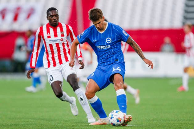 Conference Leauge menn, play-off 2026: Tromso - Brighton Tromso 20260820. Brightons Luka Vuskovic og Tromsos Ieltsin Camoes under playoff-kampen i Conference League-kvalifiseringen i fotball mellom Tromso og Brighton pa Romssa Arena. Foto: Rune Stoltz Bertinussen NTB Tromso Norge EDITORIAL USE ONLY. RESTRICTED USE FOR BETTING COMPANIES Ref:_SPOXipLJGq2Bzc.jpg *** Conference League Men, 2026 Playoffs: Tromsø vs. Brighton, Tromsø, August 20, 2026. Brighton’s Luka Vuskovic and Tromsø’s Ieltsin Camoes during the playoff match in the Conference League soccer qualifiers between Tromsø and Brighton at Romssa Arena. Photo: Rune Stoltz Bertinussen NTB Tromsø Norway EDITORIAL USE ONLY RESTRICTED USE FOR BETTING COMPANIES  Copyright: xRunexStoltzxBertinussenx xNTBx