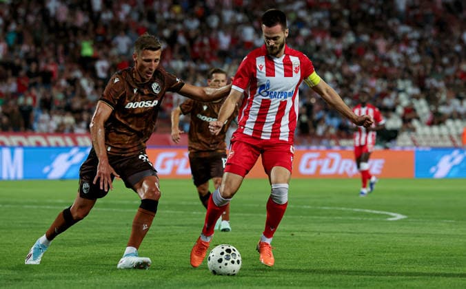 Crvena Zvezda v Viktoria Plzen, UEFA Europa League, play-offs, 1st leg Season 2026 2027 Belgrade, Serbia. 20th August, 2026. Mirko Ivanic during the UEFA Europa League play-offs, 1st leg football match between Crvena Zvezda (Red Star) and Viktoria Plzen at the Rajko Mitic Stadium on August 20, 2026 in Belgrade, Serbia. Belgrade Serbia Copyright: xPedjaxMilosavljevicx x