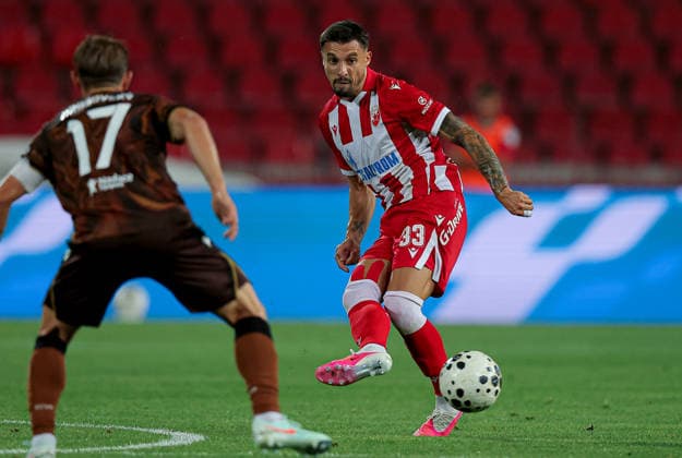 Crvena Zvezda v Viktoria Plzen, UEFA Europa League, play-offs, 1st leg Season 2026 2027 Belgrade, Serbia. 20th August, 2026. Crvena Zvezda s Rade Krunic during the UEFA Europa League play-offs, 1st leg football match between Crvena Zvezda (Red Star) and Viktoria Plzen at the Rajko Mitic Stadium on August 20, 2026 in Belgrade, Serbia. Belgrade Serbia Copyright: xPedjaxMilosavljevicx x