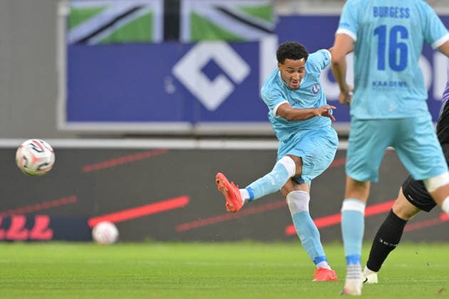 260820 AA Gent vs Hibernian Momodou Sonko (11) of AA Gent pictured pictured during the Play off round - first leg in the 2026-2027 Uefa Conference League season between AA Gent and Hibernian FC from Scotland on August 20 , 2026 in Gent, Belgium. (Photo by David Catry Isosport) Gent Belgium  Copyright: xDavidxCatryx 20260820DC2_5149
