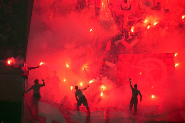Hapoel supporters during the Playoff Conference League soccer match between Atalanta and Hapoel Tel-Aviv at the New Balance Arena in Bergamo , North Italy - Friday , August 20 , 2026 . - Soccer .  Copyright: xSpada LaPressex
