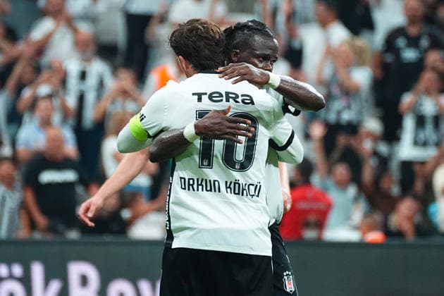 ISTANBUL, TURKEY - AUGUST 20 : Orkun Kokcu of Besiktas celebrates after scoring the third goal of his team during the UEFA Europa League 2026 27 Play-off round first leg match between Besiktas JK and Kauno Zalgiris at Tupras Stadium on August 20, 2026 in Istanbul, Turkey. Istanbul Turkey Copyright: xSeskimPhotox Besiktas-KaunoZalg-2008 (116)