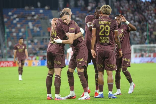 20.08.2026, Zabrze Liga Konferencji UEFA sezon 2026 27 runda IV kwalifikacji, Gornik Zabrze - AS Monaco - UEFA Conference League football Match season 2026 27 round IV qualification Gornik Zabrze - AS Monaco Nz. Mika Biereth radosc celebrate Monaco Fot. Michal Chwieduk Arena Akcji NEWSPIX.PL --- newspix.pl POLAND OUT! 