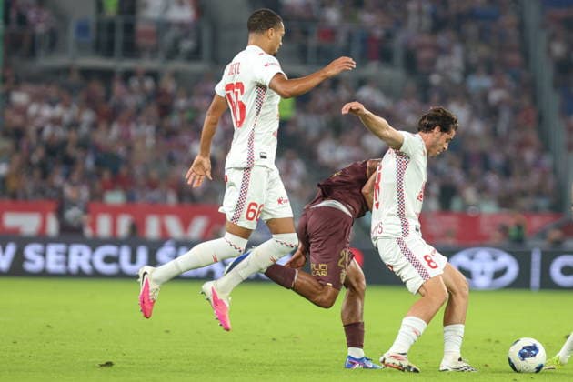 20.08.2026, Zabrze Liga Konferencji UEFA sezon 2026 27 runda IV kwalifikacji, Gornik Zabrze - AS Monaco - UEFA Conference League football Match season 2026 27 round IV qualification Gornik Zabrze - AS Monaco Nz. Maximilian Dietz Paulo Bernardo Fot. Michal Chwieduk Arena Akcji NEWSPIX.PL --- newspix.pl POLAND OUT! 