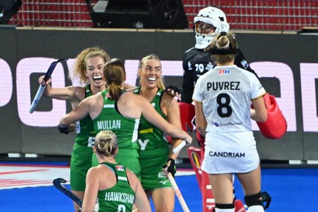 Belgium v Ireland - FIH Hockey World Cup 2026 WAVRE, BELGIUM - AUGUST 20 : Players of Ireland celebrate during the FIH Hockey World Cup 2026 M24 first phase group pool C match between Belgium and Ireland on August 20, 2026 in Wavre, Belgium, 20 08 2026 Wavre Belgium  Copyright: xVincentxKalutx