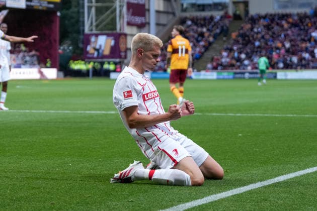 Matthias Ginter (SC Freiburg, 28) Torjubel, Emotionen, Torschuss, Abschluss, Torerfolg, Tor, Treffer , Schottland, Fussball, UEFA Conference League, Play-offs, Hinspiel, 2026 2027, Motherwell FC vs. SC Freiburg, 20.08.2026, Fir Park Stadium, Motherwell Motherwell Fir Park Stadium North Lanarkshire Schottland *** Matthias Ginter, SC Freiburg, 28, goal celebration, emotions, shot on goal, finish, goal scored, goal, Scotland, soccer, UEFA Conference League, playoffs, first leg, 2026–2027, Motherwell FC vs. SC Freiburg, August 20, 2026, Fir Park Stadium, Motherwell, Motherwell, Fir Park Stadium, North Lanarkshire, Scotland Copyright: xArnexAmbergx