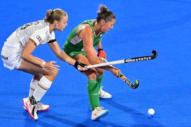 RECORD DATE NOT STATED Belgium s Lisa Moors and Ireland s Elena Tice pictured during a Field hockey, Feldhockey game between Belgian national team, Nationalteam Red Panthers and Ireland during the group stage of the women s 2026 Hockey World Cup, on Saturday 30 December 1899, in Wavre. The 2026 edition of the Hockey World Cup takes place in Belgium and The Netherlands from August 15 to August 30. DIRKxWAEM  x183850581x