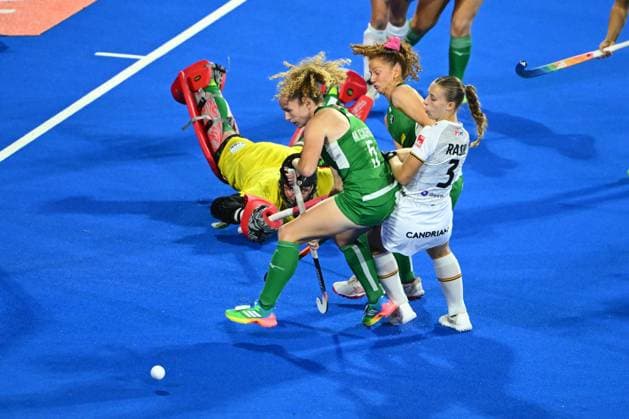 Belgium v Ireland - FIH Hockey World Cup 2026 WAVRE, BELGIUM - AUGUST 20 : Michelle Carey from Ireland fights for the ball with Rasir Justine forward of Belgium during the FIH Hockey World Cup 2026 M24 first phase group pool C match between Belgium and Ireland on August 20, 2026 in Wavre, Belgium, 20 08 2026 Wavre Belgium  Copyright: xVincentxKalutx