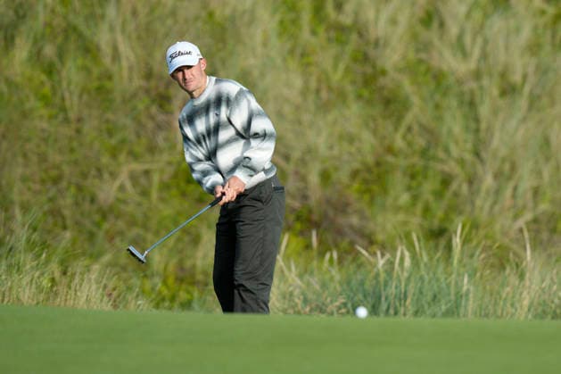 BALMEDIE, SCOTLAND - AUG 20: Connor McKinney (AUS) putts on the eighth green during Round 1 at the 2026 Nexo Championship at the Trump International Golf Links, Balmedie on August 20, 2026 in Aberdeenshire, Scotland The 2026 Nexo Championship
