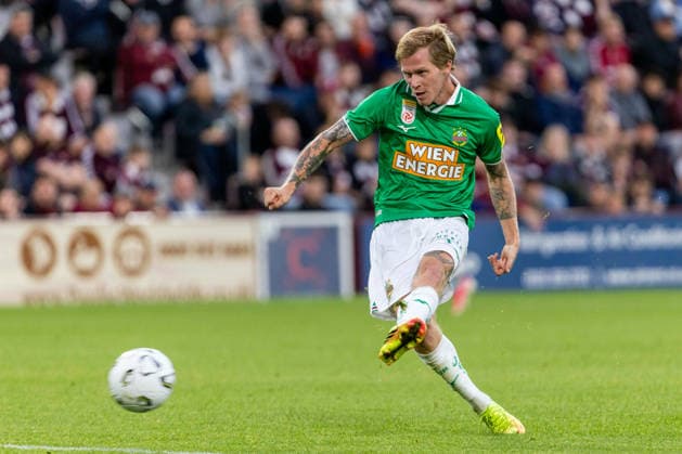 SOCCER - UEFA ECL, Hearts vs Rapid EDINBURGH,SCOTLAND,20.AUG.26 - SOCCER - UEFA Conference League, play-off, Heart of Midlothian FC vs SK Rapid Wien. Image shows Tonni Adamsen (Rapid).  GEPAxpictures xPhilippxBrem