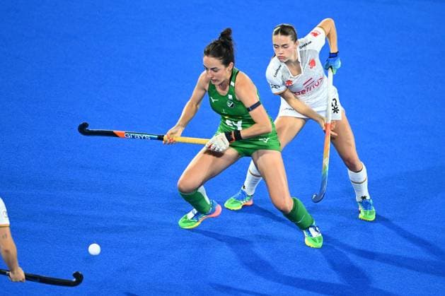 Belgium v Ireland - FIH Hockey World Cup 2026 WAVRE, BELGIUM - AUGUST 20 : Hannah McLoughlin from Ireland, Struijk Michelle midfielder of Belgium during the FIH Hockey World Cup 2026 M24 first phase group pool C match between Belgium and Ireland on August 20, 2026 in Wavre, Belgium, 20 08 2026 Wavre Belgium  Copyright: xVincentxKalutx