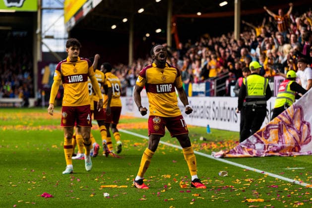 Motherwell v Freiburg, UEFA Conference League, Play Off First Leg Regan Charles-Cook (17 - Motherwell) celebrates his goal during the UEFA Conference League match between Motherwell and Freiburg at Fir Park, Motherwell, UK on 20 August 2026. Editorial use only , Copyright: xRaymondxDaviesx PSI-24727-0017