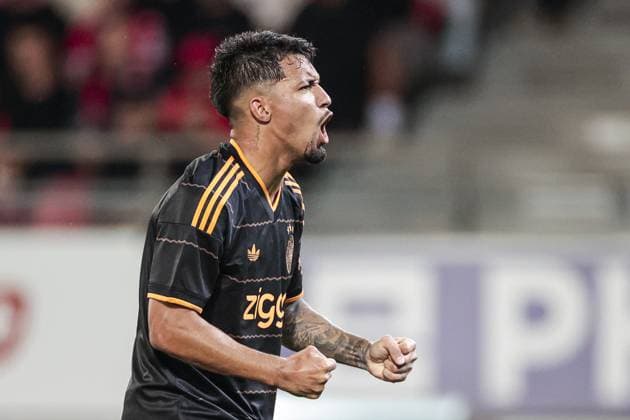 SION , 2008-2026, Stade de Tourbillon , season 2026 2027 , UEFA Conference League play-off football . Match between FC Sion and Ajax, Picture shows Ajax player Marcos Leonardo scores the 1-2 for AFC Ajax Sion - Ajax  x205877337x Copyright: