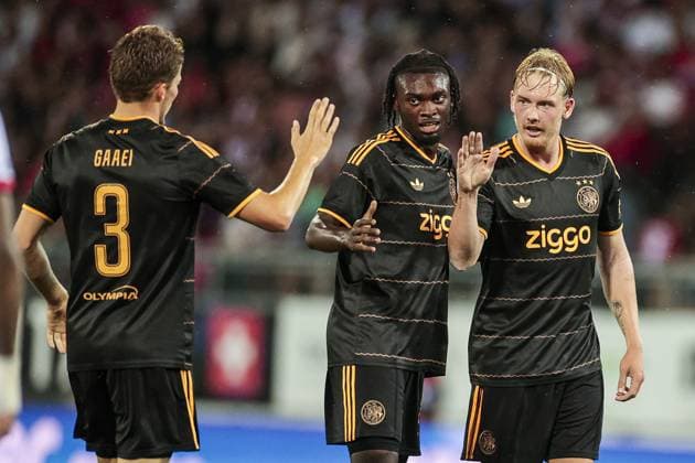 SION , 2008-2026, Stade de Tourbillon , season 2026 2027 , UEFA Conference League play-off football . Match between FC Sion and Ajax, Picture shows Ajax player Julian Brandt scores the 1-1 Sion - Ajax  x205877358x Copyright: