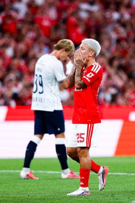 SL Benfica v AGF Aarhus - UEFA Europa League (Qual.) 2026 27 Playoff 1Âª Mao Gianluca Prestianni 25, extremo do SL Benfica durante a partida entre SL Benfica v AGF Aarhus, para a UEFA Europa League (Qual.) 2026 27 Playoff 1Âª Mao no Estadio da Luz, Portugal (Foto de Diogo Faria Reis Avant Sports) Lisboa Estadio Da Luz Lisboa Portugal Copyright: xDiogoxFariaxReis AvantxSportsx