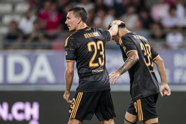 SION , 2008-2026, Stade de Tourbillon , season 2026 2027 , UEFA Conference League play-off football . Match between FC Sion and Ajax, Picture shows Ajax player Marcos Leonardo scores the 1-2 for AFC Ajax Sion - Ajax  x205877432x Copyright: